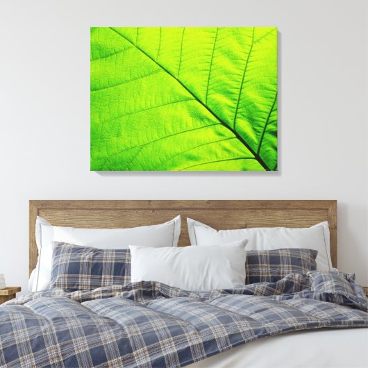 Macro Green Leaf Wrapped Canvas Leinwanddruck (Insitu (Schlafzimmer))