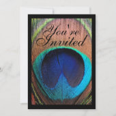 Macro Peacock Feather Rich Blues Einladung (Vorderseite)