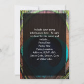 Macro Peacock Feather Rich Blues Einladung (Rückseite)