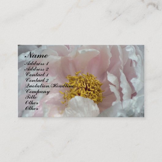 Macro Peony Blume Petals Business Card Visitenkarte (Vorderseite)