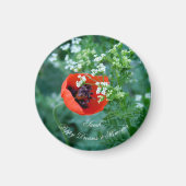 Macro Red Poppy Photo | Custom Name Floral Magnet (Vorne)