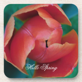 Macro Red Tulip Flower Photography Plastic Coaster Getränkeuntersetzer