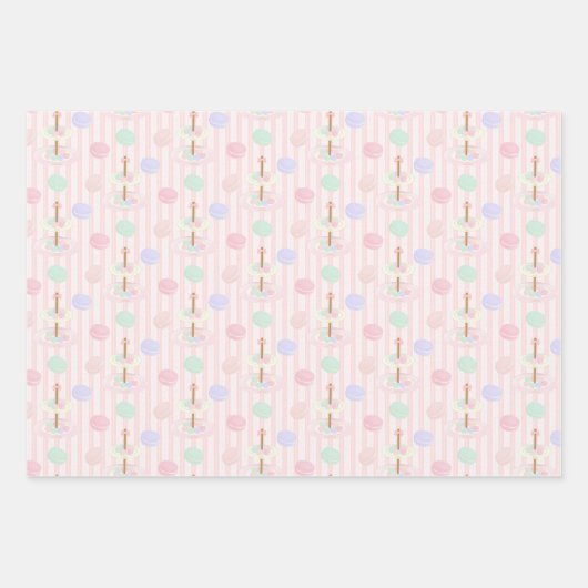 Macron Afternoon Tea Party Pattern Geschenkpapier Set (Vorderseite)