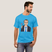 Macron Cartoon mit französischer Flagge T-Shirt (Vorne ganz)