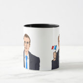 Macron Cartoon mit französischer Flagge Tasse (Zentrum)