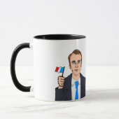 Macron Cartoon mit französischer Flagge Tasse (Links)