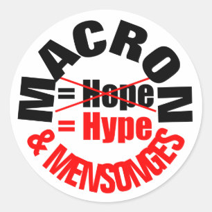 MACRON Hype and Lie MENSONGES RS Runder Aufkleber