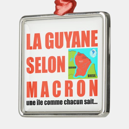 Macron sagt, Französisch ist eine Insel Silbernes Ornament (Links)