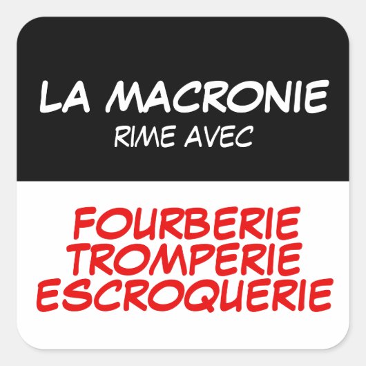 Macronie Fourberie Tromperie Escroquerie SqS Quadratischer Aufkleber (Vorderseite)