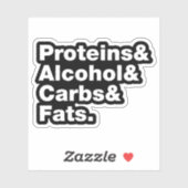 Macronutrients. Proteine & Alkohol & Fette. Aufkleber (Blatt)