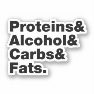 Macronutrients. Proteine & Alkohol & Fette. Aufkleber
