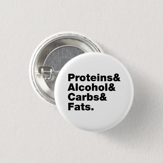 Macronutrients. Proteine & Alkohol & Fette. Button (Vorne & Hinten)