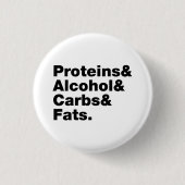 Macronutrients. Proteine & Alkohol & Fette. Button (Vorderseite)