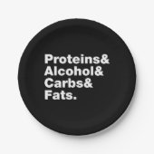 Macronutrients. Proteine & Alkohol & Fette. Pappteller (Vorderseite)