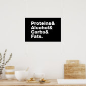 Macronutrients. Proteine & Alkohol & Fette. Poster (Küche)