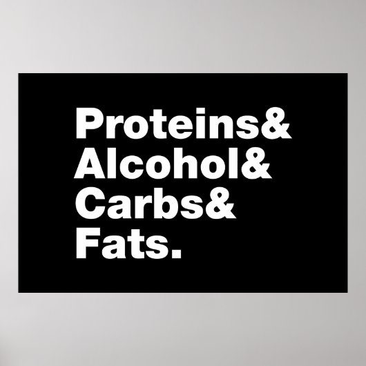 Macronutrients. Proteine & Alkohol & Fette. Poster (Vorne)