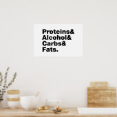 Macronutrients. Proteine & Alkohol & Fette. Poster (Küche)