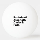 Macronutrients. Proteine & Alkohol & Fette. Tischtennisball (Rückseite)