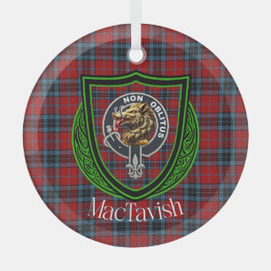 MacTavish schottischer Clan-Tartan und -Wappen Ornament Aus Glas