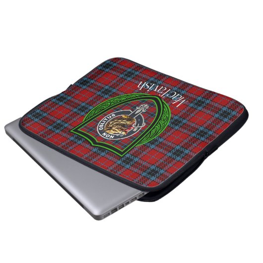 MacTavish Scottish Clan Tartan and Crest Laptopschutzhülle (Vorne Knopf)