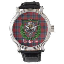 MacTavish Scottish Clan Tartan & Crest Armbanduhr