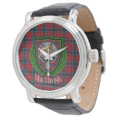 MacTavish Scottish Clan Tartan & Crest Armbanduhr (Schrägansicht)