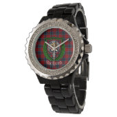 MacTavish Scottish Clan Tartan & Crest Armbanduhr (Schrägansicht)