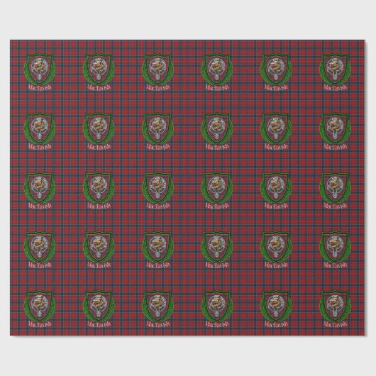 MacTavish Scottish Clan Tartan & Crest Geschenkpapier (Flach)