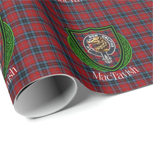 MacTavish Scottish Clan Tartan & Crest Geschenkpapier (Rolleneckpunkt)