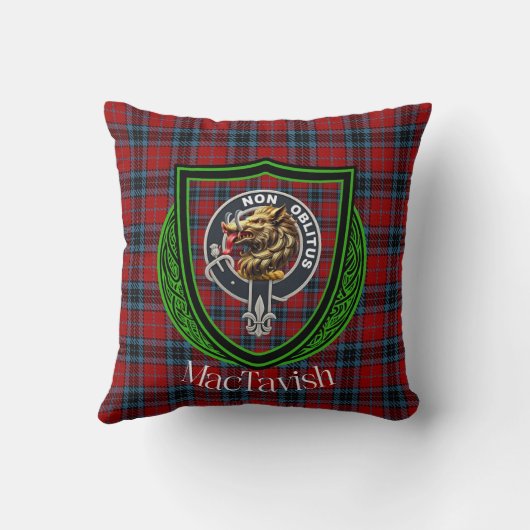 MacTavish Scottish Clan Tartan & Crest Kissen (Rückseite)