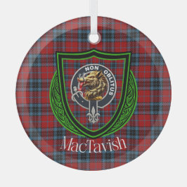 MacTavish Scottish Clan Tartan & Crest Ornament Aus Glas