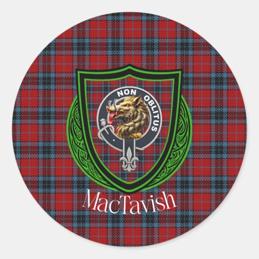 MacTavish Scottish Clan Tartan & Crest Runder Aufkleber (Vorderseite)