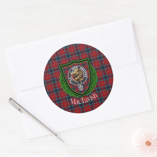 MacTavish Scottish Clan Tartan & Crest Runder Aufkleber (Umschlag)