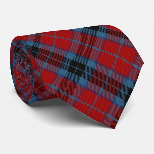 MacTavish Tartan Red and Blue Kariert Krawatte (Gerollt)