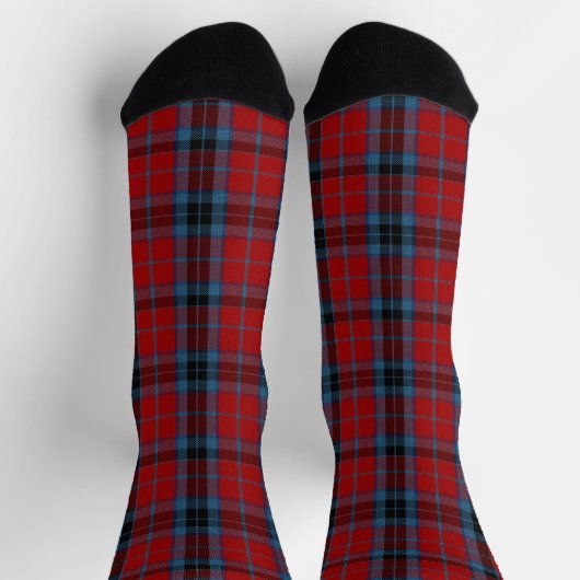 MacTavish Tartan Red and Blue Kariert Socken (Oben)