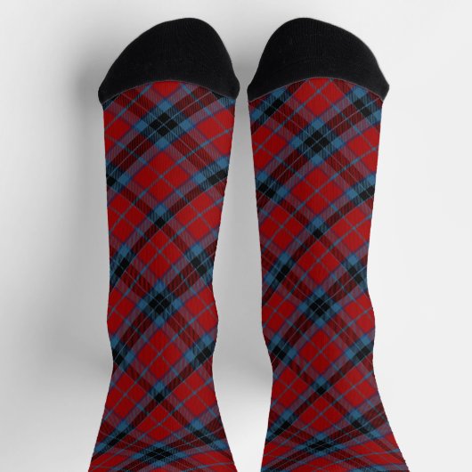 MacTavish Tartan Red and Blue Kariert Socken (Oben)