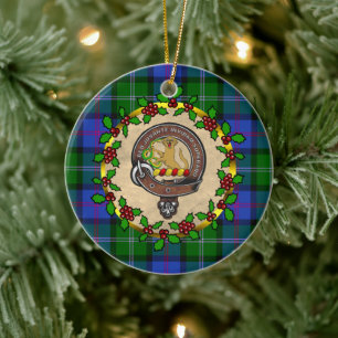 MacThomas Abzeichen & Tartan Personalisierte Weihn Keramik Ornament