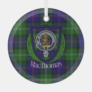 MacThomas schottischer Clan Tartan & Wappen Ornament Aus Glas