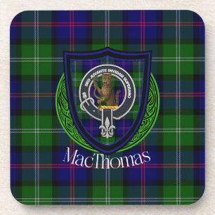 MacThomas schottisches Clan-Tartan und Wappen Getränkeuntersetzer