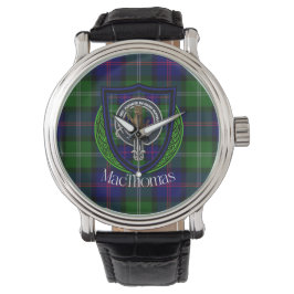 MacThomas Scottish Clan Tartan & Crest Armbanduhr