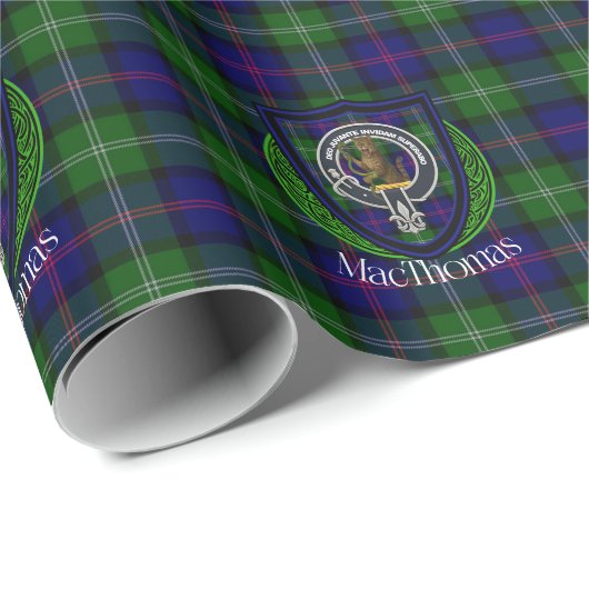 MacThomas Scottish Clan Tartan & Crest Geschenkpapier (Rolleneckpunkt)