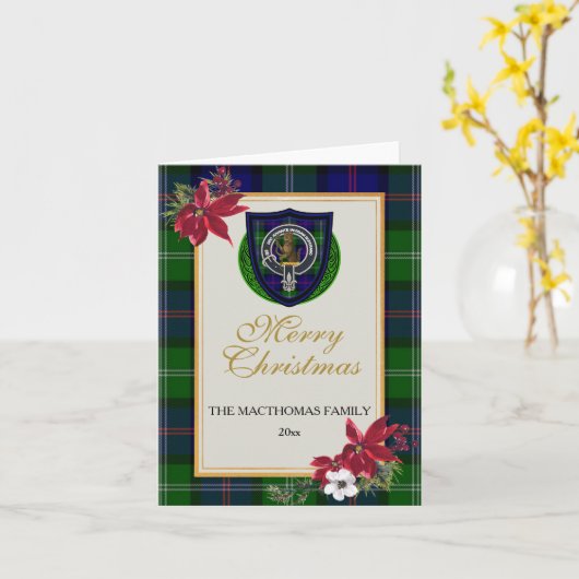 MacThomas Scottish Clan Tartan & Crest Karte (Gelbe Blume)
