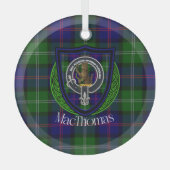MacThomas Scottish Clan Tartan & Crest Ornament Aus Glas (Vorderseite)