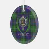 MacThomas Scottish Clan Tartan & Crest Ornament Aus Glas (Vorderseite links)