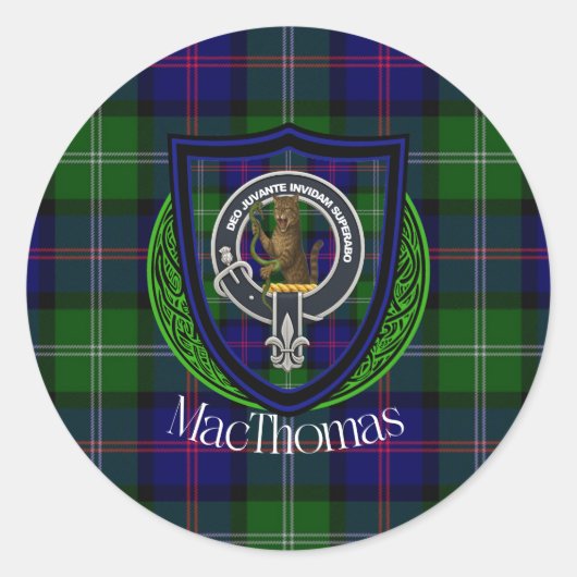 MacThomas Scottish Clan Tartan & Crest Runder Aufkleber (Vorderseite)