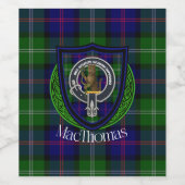MacThomas Scottish Clan Tartan & Crest Weinetikett (Einzelnes Label)