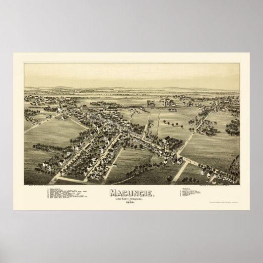 Macungie, PA Panorama Karte - 1893 Poster (Vorne)
