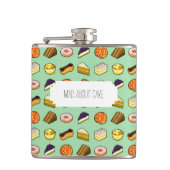 Mad About Cake Delicious Konditorei Muster Muster Flachmann (Vorderseite)