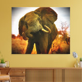 Mad African Elephant Wrapped Canvas Leinwanddruck (Insitu (Wohnzimmer))