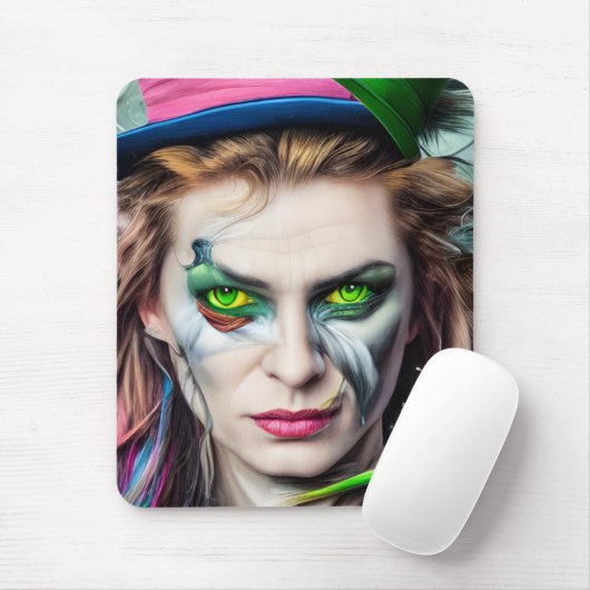Mad AI Generated Hatter Alice Themed Mousepad (Mit Mouse)